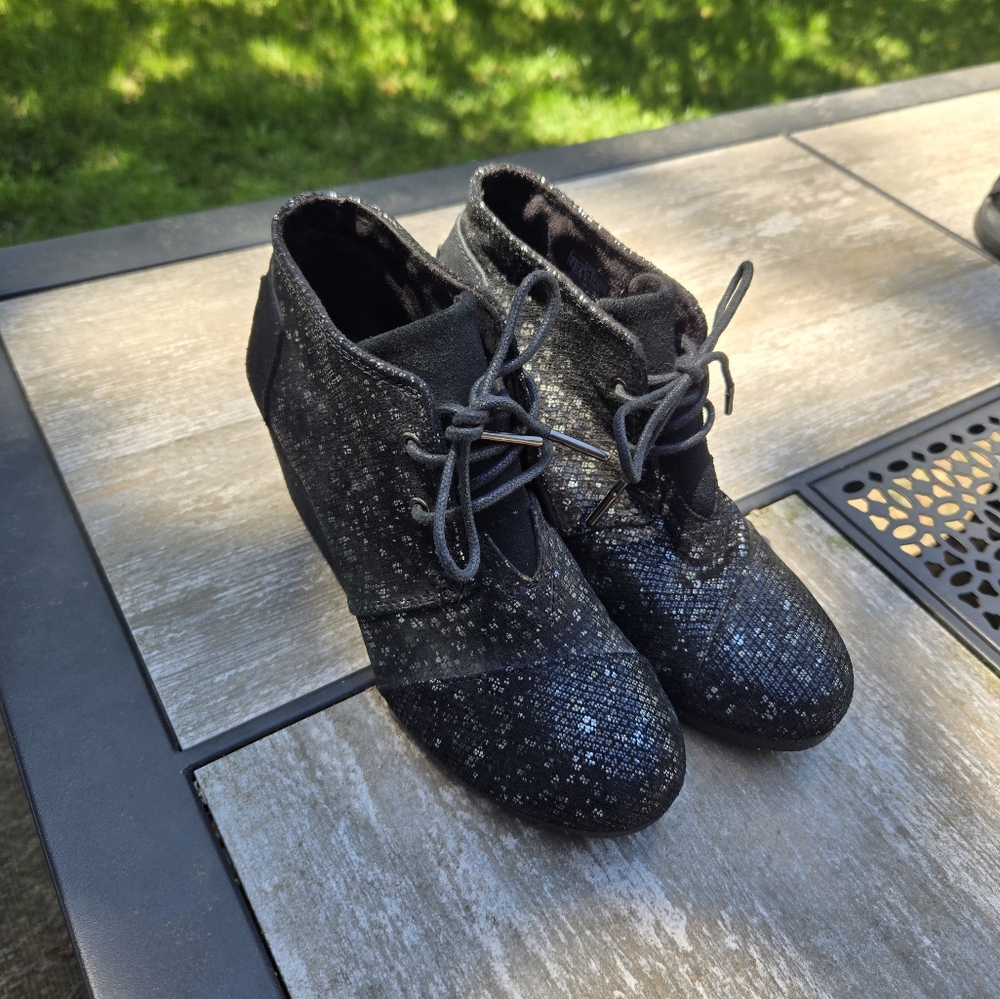 Black gold silver booties